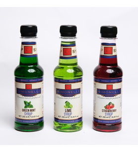 Simonelli 3'lü Şurup Seti (Lime + Çilek + Nane) Kahve ve Kokteyl Şurubu 3X250ML