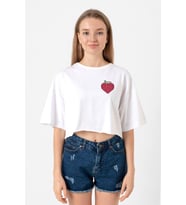 One Piece Anime Ope Ope Devil Fruit Beyaz Kadın Crop Tshirt