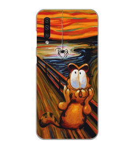 Samsung Galaxy A70 Uyumlu Garfield Tasarımlı Şeffaf Telefon Kılıfı