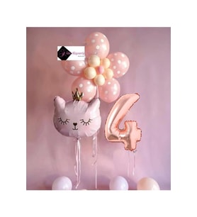 4 YAŞ ÇİÇEK KEDİ BALON DEMETİ DOĞUM GÜNÜ SÜSÜ DOĞUM GÜNÜ PARTİ SETİ
