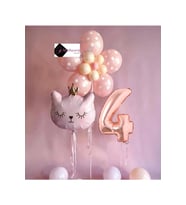 4 YAŞ ÇİÇEK KEDİ BALON DEMETİ DOĞUM GÜNÜ SÜSÜ DOĞUM GÜNÜ PARTİ SETİ