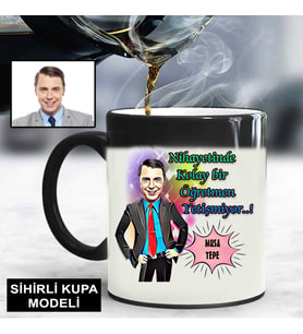 Karikatürlü Erkek Öğretmen Kupa Bardağı Sihirli