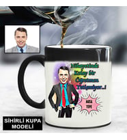 Karikatürlü Erkek Öğretmen Kupa Bardağı Sihirli