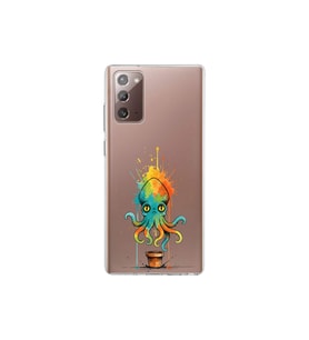 Samsung Galaxy Note 20 ile uyumlu Splash ahtapot tasarımlı şeffaf silikon kılıf