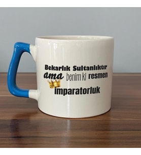 Bekarlık Sultanlıktır Ama Baskılı Mavi Kulplu D Kupa