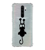 Xiaomi Redmi Note 8 Pro Köşe Korumalı Antişok Kapak Çizgi Kedi Tasarımlı Şeffaf Silikon Kılıf
