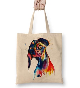Dog Dog Köpek Pug Bez Çanta Uzun Saplı