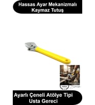 Kurbağacık Anahtar 10 İnç 250 mm Ayarlanabilir Ağız Açıklıklı Milimetrik Skalalı Profesyonel Karbon