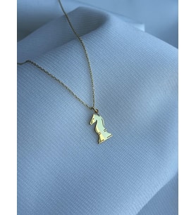Kişiye Özel Satranç At Figürlü Knight Kolye 925K Gümüş (Gold)