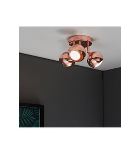 GU10 Üçlü 3 lü Hareketli LED Spot Tavan Avize Parlak Bakır Kaplama Modern Tavan Tasarruflu Os ram