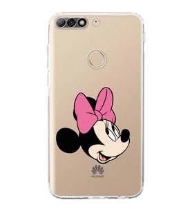 Huawei Y7 2018  Kamera korumalı Kapak Minnie Mouse Tasarımlı  Şeffaf Kılıf