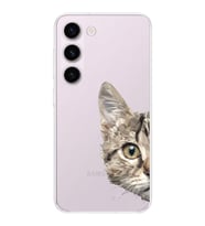 Samsung Galaxy S23 Uyumlu Kamera korumalı Kapak Catface Tasarımlı  Şeffaf Kılıf