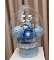 KİŞİYE ÖZEL ŞEFFAF DEKORATİF BALON ERKEK BEBEK HEDİYESİ (Bebe Mavisi)