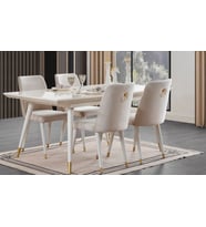 LİSA AÇILIR YEMEK MASASI + 6 ADET SANDALYE (Beyaz)