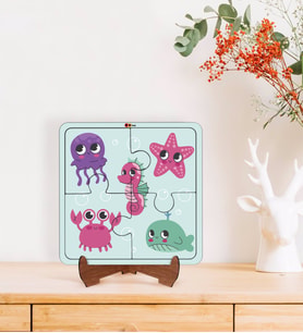 BK Toys Çocuklar İçin 2 si 1 arada Eğitici-Öğretici Ahşap 4 Parça Yapboz Puzzle Çerçeve Model 10