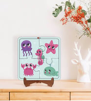 BK Toys Çocuklar İçin 2 si 1 arada Eğitici-Öğretici Ahşap 4 Parça Yapboz Puzzle Çerçeve Model 10
