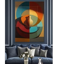 Geometrik Vazolu Modern Soyut Tasarım Dekoratif Kanvas - Mdf Ahşap Tablo