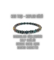 SERTİFİKALI Kan Taşı Kaplan Gözü Doğal Taş Bileklik  6mm Misinalı