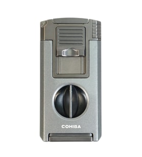 Cohiba Çift Torch Pürmüz Dahili Kesici Delicili Gümüş Metal Puro Çakmağı - TR9585