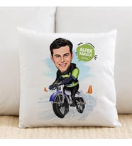Kişiye Özel Karikatürlü Bisiklet Süren Erkek Yastık