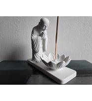 Zen Budist Keşiş Tütsülük - Lotus Çiçeği Tasarım Dekoratif Buhurdanlık