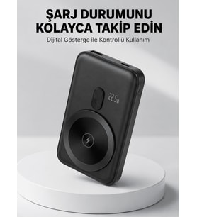 LCD Ekranlı Kablosuz Powerbank Type C ve USB Çıkışlı Yeni Nesil