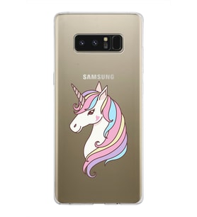 Samsung Galaxy Note 8 Kapak Unicorn Tasarımlı Şeffaf Silikon Kılıf