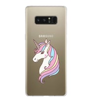 Samsung Galaxy Note 8 Kapak Unicorn Tasarımlı Şeffaf Silikon Kılıf