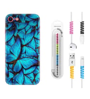 Apple iPhone 5 6 7 8 Plus Se XR Kılıf Kablo Koruma Spiral Silikon Owl 1351