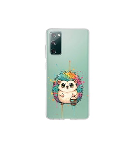 Samsung Galaxy S20 FE ile Uyumlu Splash Kirpi Tasarımlı Şeffaf Silikon Kılıf
