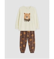 LCW Kids Ekru Baskılı Erkek Çocuk Pijama Takımı