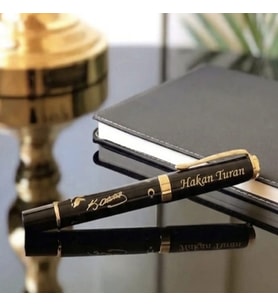 Kişiye Özel Lüks  Atatürk Siluet ve İmzalı Metal Roller İmza Kalemi