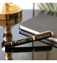 Kişiye Özel Lüks  Atatürk Siluet ve İmzalı Metal Roller İmza Kalemi