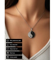 Yin Yang Desenli 316L Paslanmaz Çelik Kolye Hediye Unisex