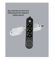 3 USB Portlu Anahtarlı Üçlü Priz Hızlı Şarj Özellikli 2 Metre Kablolu