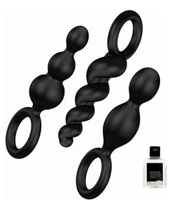 Satisfyer Pürüzsüz Yapıya Sahip Özel Silikondan Üretilmiş Boğumlu 3 Lü Set+Jel