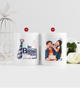 BK Gift Kişiye Özel Babalar Günü Hediyesi Fotoğraflı Kupa Bardak-61 (Beyaz)