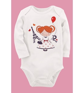Organik Baskılı Pamuklu Unisex Bebek Body UZUNKOLE15