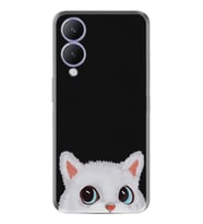 Vivo Y17S Kılıf Resimli Desenli Silikon Platinium Series White Cat 1835