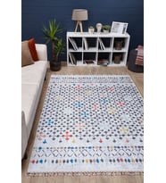 Dijital Kaymaz Yıkanabilir Beyaz Geometrik Salon Halısı Mutfak Halısı Koridor Halısı Yolluk HLN5011