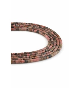 Rodonit Doğal Taş Silindir Kesim 4x4mm Dizi