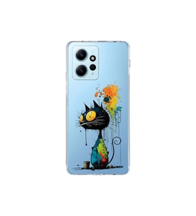 Redmi Note 12 4G ile Uyumlu Splash Kedi Tasarımlı Şeffaf Silikon Kılıf
