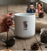 Kişiye Özel Karikatürlü Yürüş Yapan Romantik Sevgililer Kupa Bardak Sevgililer Günü Hediyesi
