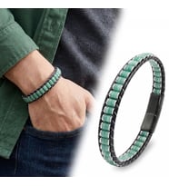Moncuk Design Yeşil Aventurin Hematit Çelik Örgülü Deri Bileklik 33512B22D5