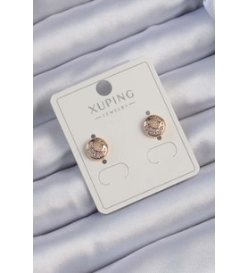 Xuping Rose Renk Zirkon Taşlı Yansımalı Oval Küpe 5886 - HPSBYI2367-2663