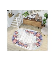 Eliana Home Baskılı, Yıkanabilir Kaymaz Taban Oval Halı LNA7209-HS454 100x150 cm (Krem)