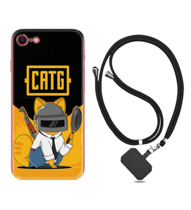 Apple iPhone 5 6 7 8 Plus Se XR Kılıf Boyun Askılı Silikon Cat G 1677