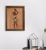 BK Home African Woman Tasarımlı Doğal Masif Ahşap Çerçeveli Tablo 45x65cm-1