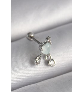 316L Çelik Gümüş Renk Beyaz Minelik Kalp Sallantı Zirkon Taş Detay Tragus Piercing 5886