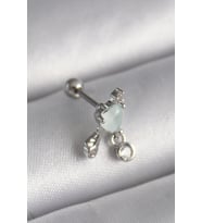 316L Çelik Gümüş Renk Beyaz Minelik Kalp Sallantı Zirkon Taş Detay Tragus Piercing 5886